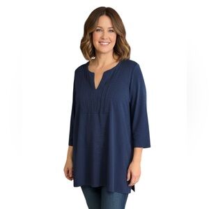 Pure Jill J. Jill‎ Heather Blue Cotton Bib Tunic XL 3/4 Sleeve Comfortcore
Z